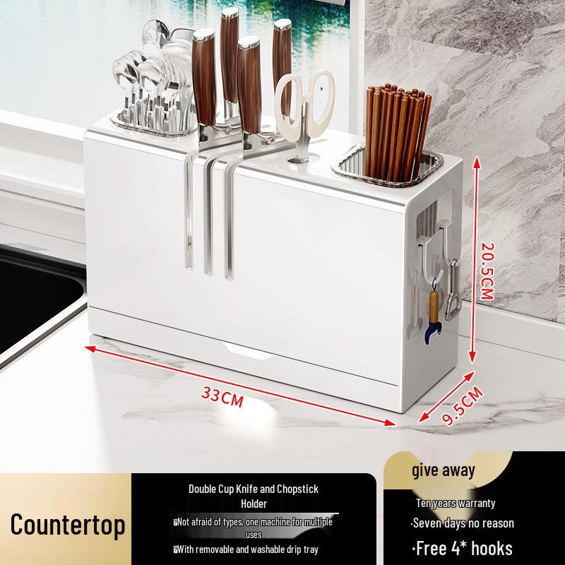Multifunctional Kitchen Knife & Utensil Holder - Countertop & Wall-Mountable Storage Rack