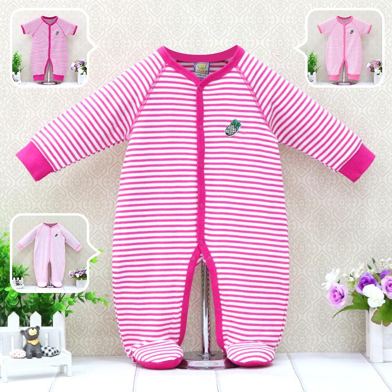 Neugeborene Mädchen Kleinkind Kleidung Samt Gestreift Knopf Winter Frühling Einteiler Kind Langarm Oder Kurzarm Kindermode Bekleidung