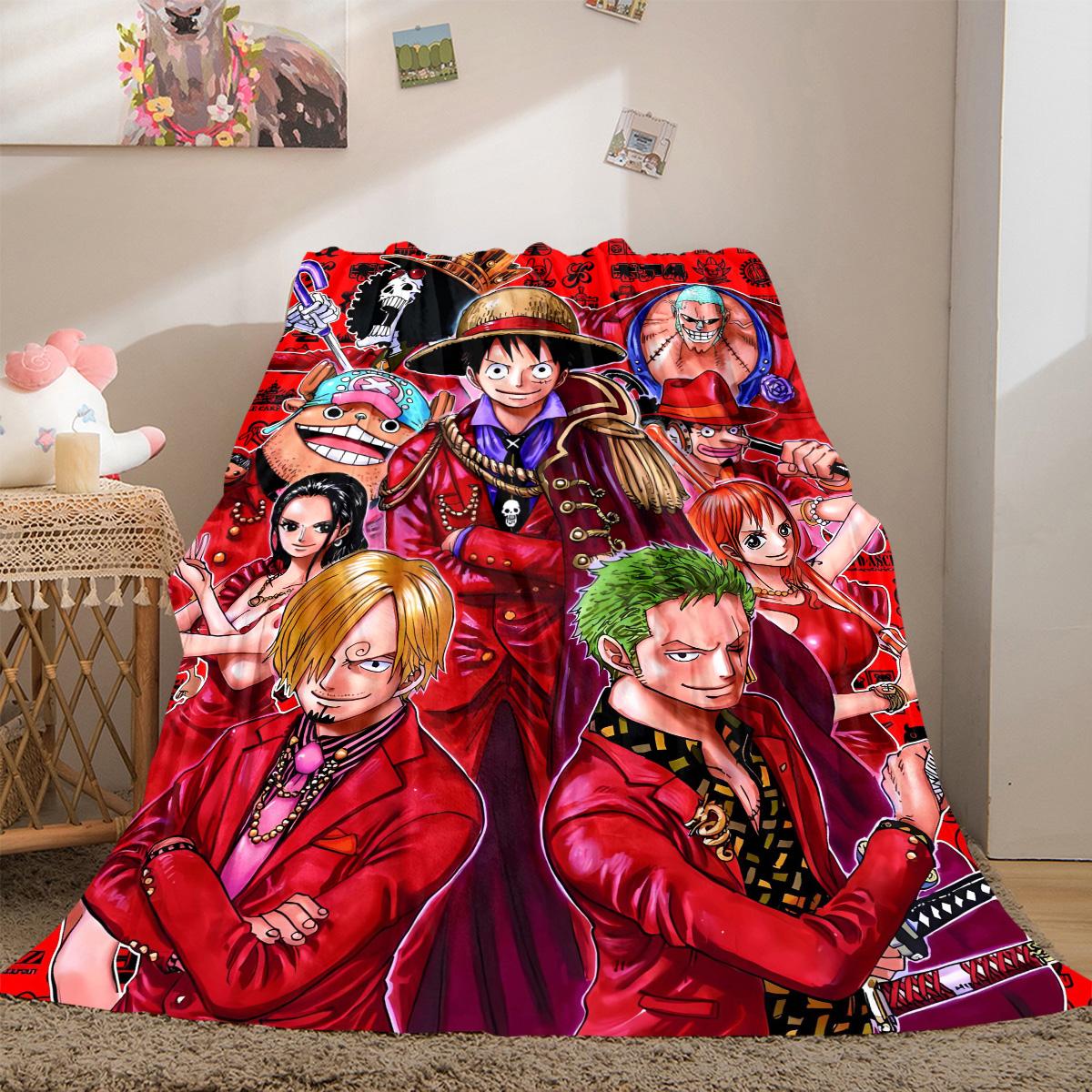 

One Piece Anime Puzzle Print Blanket Warm Comfortable Flannel Cover For Bedrooms, Sofas, Beds, Chairs LXR156 75x90cm