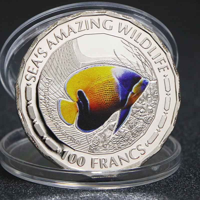 African Tropical Fish Commemorative Coin, Marine Animal Gold and Silver Coins, Clownfish Commemorative Silver Coins, Foreign Currency, Coins