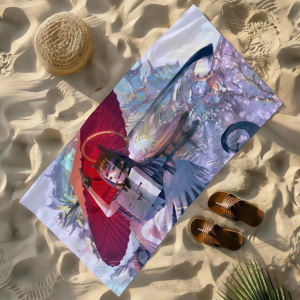 Singer Ninomae Ina N-Nis VTuber Towel Soft Lightweight Anti-Sand Large Beach Towel Quick-Drying Bath Sports Family