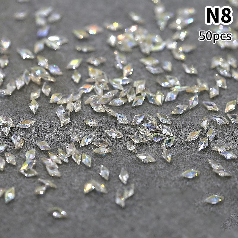 50 Buc Mini Strasuri Cristal pentru Nail Art Diamante Flatback Formă Mixtă Sclipici DIY Unghii Manichiură de Lux Accesorii