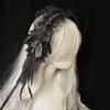 Elegant Lace Trim Headband With Angelic Wing Anime Hairhoop Hair Decoration For Special Occasion Masquerade Headpiece