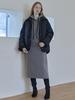 AVANT-G Volume Sleeve Long Hooded Dress - Charcoal (Napping)
