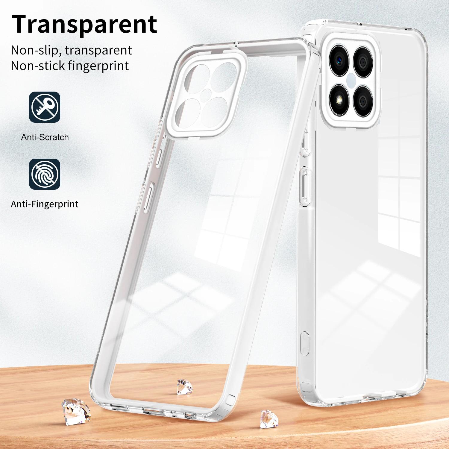 

3 В 1 Frame Clear Case для Huawei Honor X8 X 8 8X Luxury Soft Silicone Hard Back Протиударний прозорий чохол для телефону для HonorX8 Honor X8 4G білий