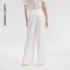 LANCY White 3D Pleated Wide-Leg Trousers