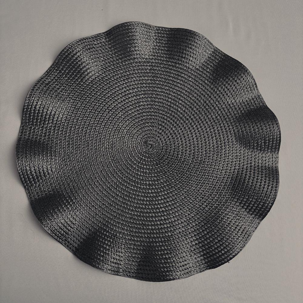 Set of 4 Round Wavy Rattan Placemats Woven Washable Easy To Clean Non-Slip Durable & Stylish Table Mats for Home Dining