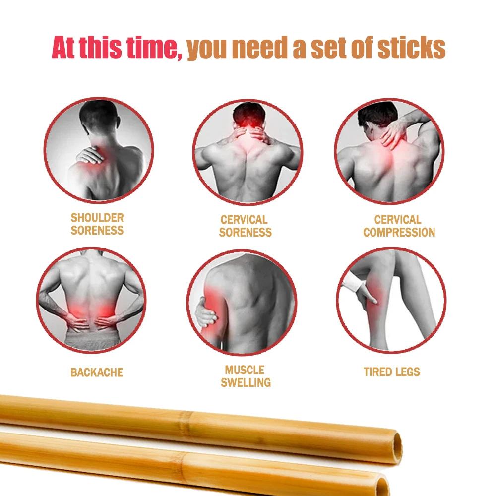 Bamboo Guasha Massage Stick Natural Bamboo Massage Stick Set Wood Therapy Anti-Cellulite Pain Relief Scraping Massager Relaxtion