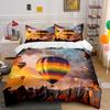 "Colorful Hot Air Balloon Adventure"  kid's and adults' bedroom decor, Exquisite three-piece bedding set gift