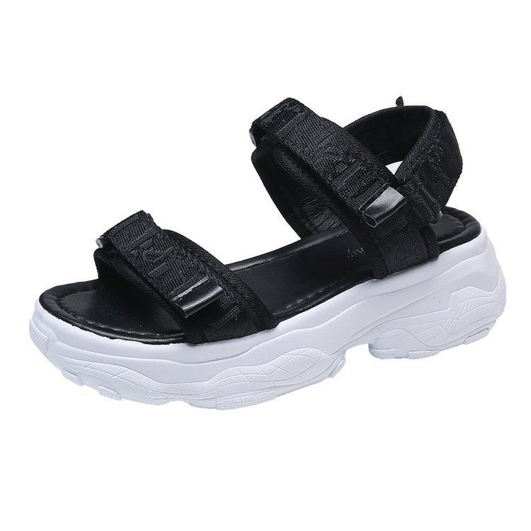 Thick-soled Casual Sports Sandals for Women 2025 Summer New Student Muffin Bottom Breathable Velcro Beach Sandals for Women