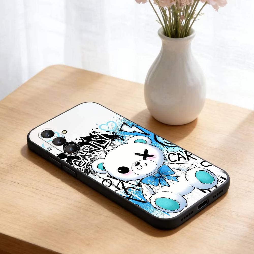 HOT Colorful Graffiti Bear Phone Case For Samsung Galaxy A73,A72,A71,A70,A52,A51 Others Soft Black Cover