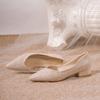 2025 New Fashion French All-match  Short Heel Flat Bottom Beauty  Shoes Pointed Toe Single Shoes Dress High Heels