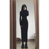 Fashion Black Sexy Spice Girl Long Sleeve Dress Women's Spring Design Sense Slim Skinny Inside Hip Wrap Long Skirt