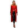 Womens Halloween Circus Costume Velvet Tailcoat Fringe Shoulder Boards Renaissance Gothic Jacket Cosplay Outfit
