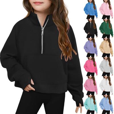 Kinder Modisches Sportliches Stehkragen Halb-Zip Sweatshirt Langarm Locker sitzendes Oberteil