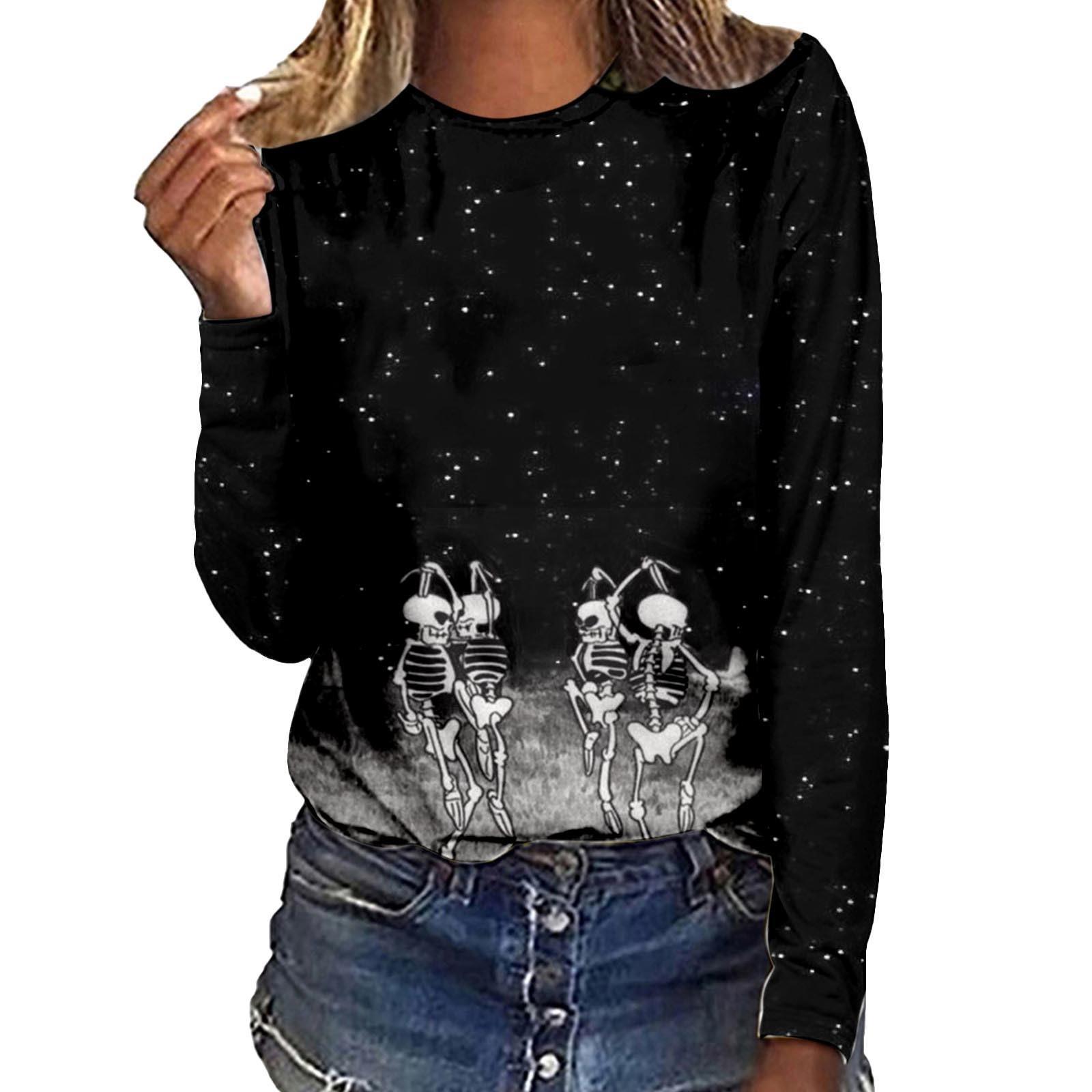 

Футболка женская уличная с мультяшным принтом, тематические спортивные футболки с длинным рукавом 3D, футболки на Хэллоуин, осенние свитера, топ 6XL