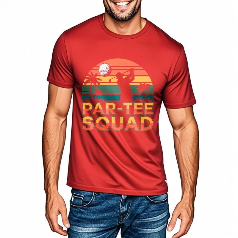 fashion tshirt Adult Unisex summer tshirt Big size Par Tee Squad Golf Sunset Palm Trees Comfort Unisex Tee shirt Minimalist teeshirt S