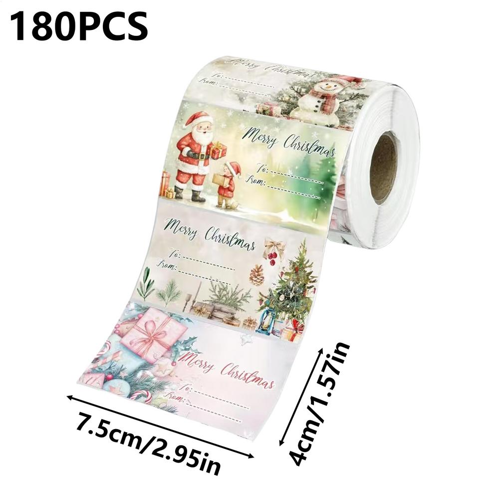 

Christmas Sticker Roll 180pcs Adhesive Cute Decals for Envelope Gift Box Greeting Card Handicraft Journal Scrapbooking Decor other