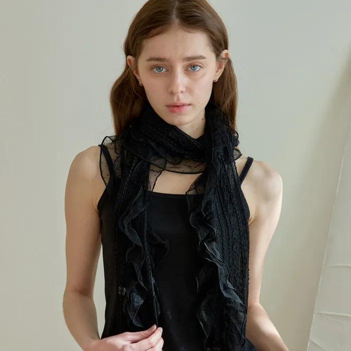 TENDER DOT LACE MUFFLER_BLACK
