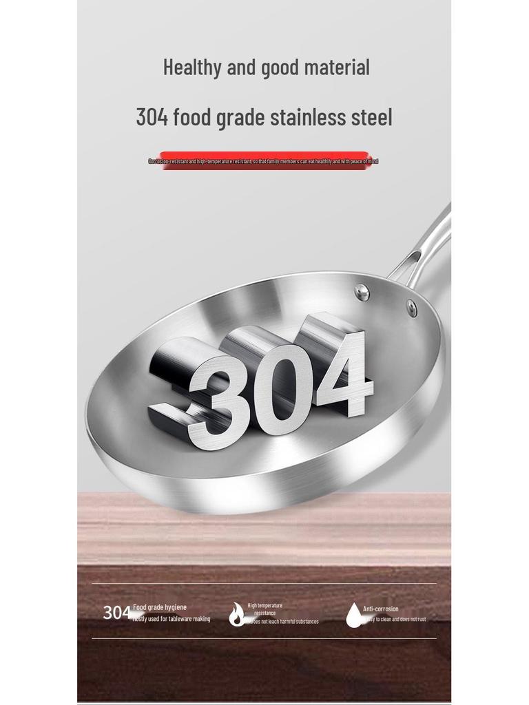 Manulife 304 Stainless Steel Flat-Bottom Wok for Induction & Gas Stoves