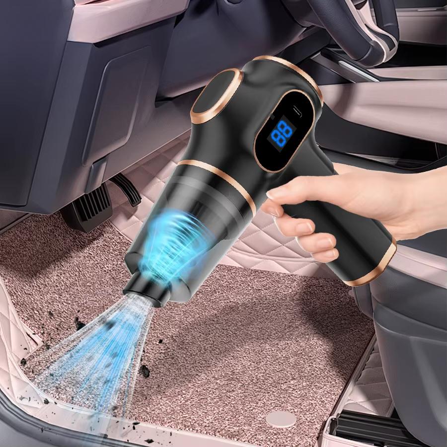 Kablosuz Elektrikli Süpürge Ev ve Araba İçin Çift Kullanım Yüksek Güçlü Ev Aleti USB'li Ekranlı Halı Koltuk Araba Temizleyici