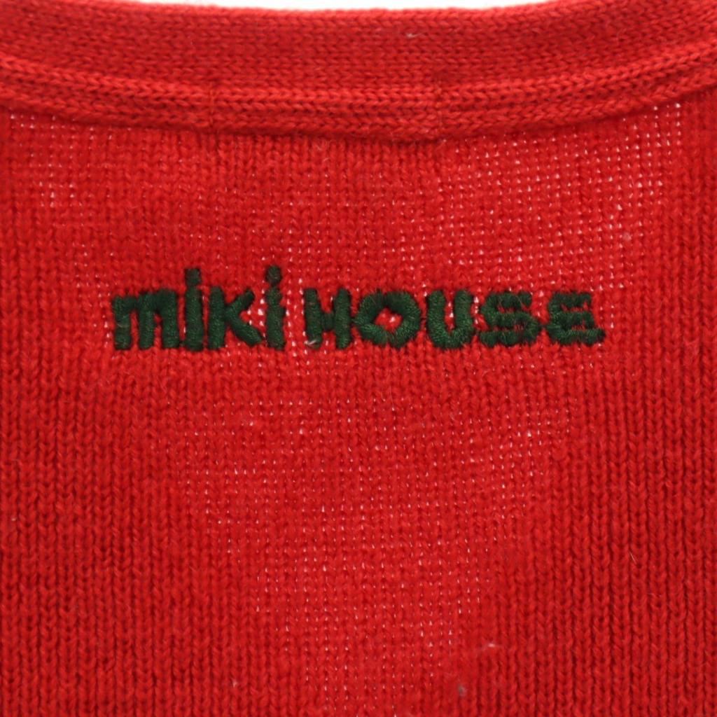 MIKIHOUSE Long Sleeve V-neck Knit Cardigan L Red Baseball Kid's Used