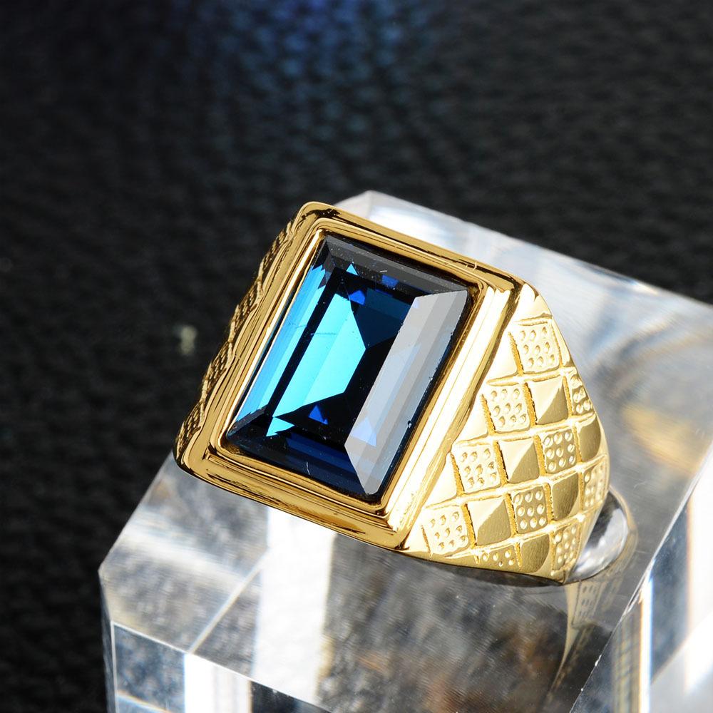 Keisha Lena Men Black Stone Signet Rings Stylish Rhombus Design Male Ring Gifts Jewelry