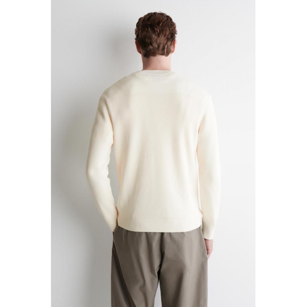 COS Men Cotton Crew Neck Sweater Off White