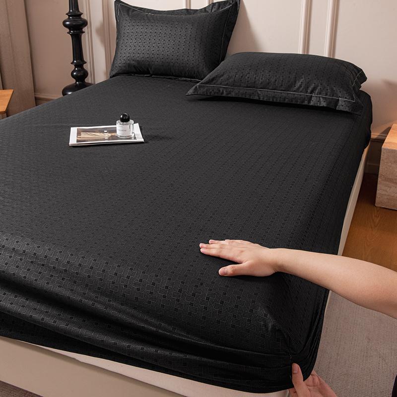 Fitted Bed Sheet with Elastic Band Solid Color Soft Mattress Cover for Single Double King Queen Bed 90/120/140/150/160/180x200cm