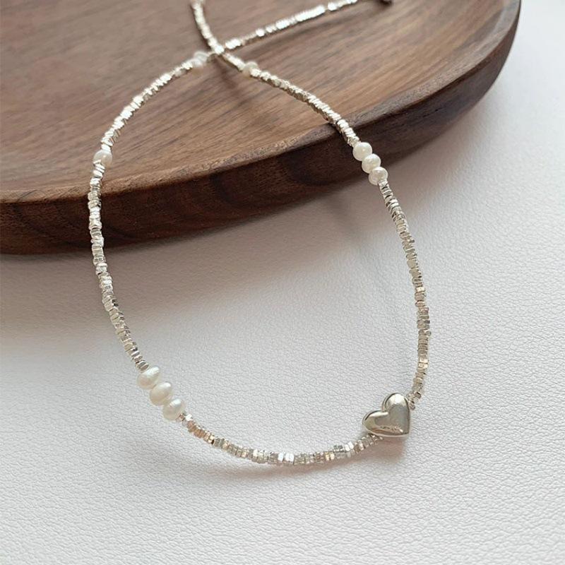 Heartbreak Sterling Silver Pearl Necklace - Women's Summer Light Luxury Niche Choker with Exquisite Millet Bead Clavicle Chain