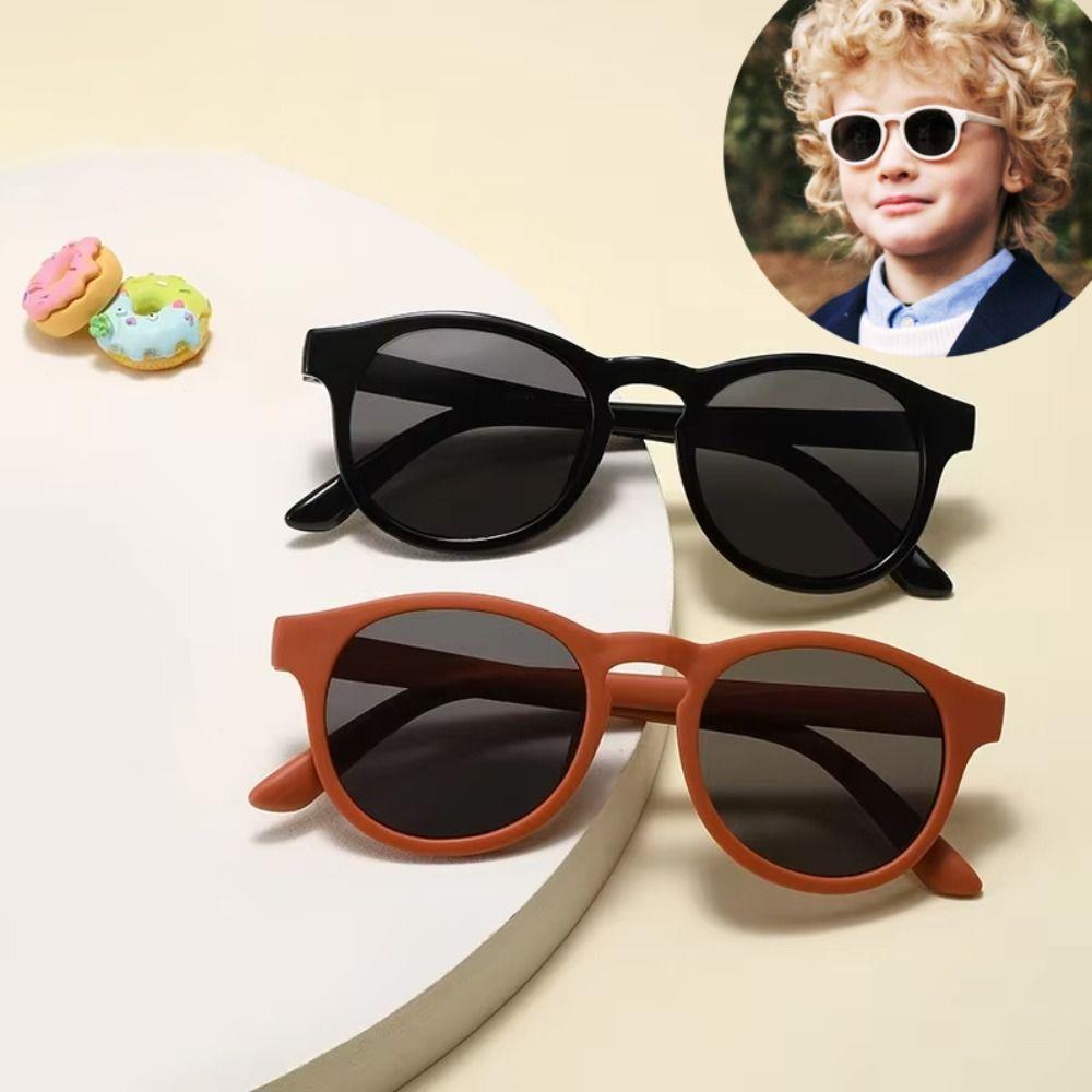 Round Frame Kid's Sunglasses Flexible Silicone Children Eyewear Baby Sunglasses  For Ages 0-3