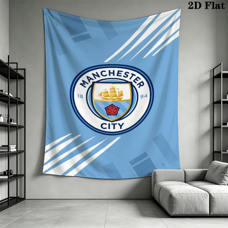 Manchester City Football Clu Wall Tapestry Aesthetic Wall Hanging Printed Fabric Blanket Decorative Tapestries for Bedroom Living Room Home Decor