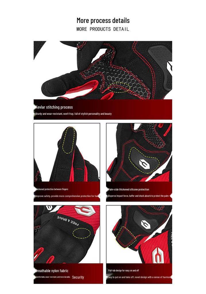 Sommerliche atmungsaktive Touchscreen-Motorrad-Vollfinger-Rennsporthandschuhe - Rutschfest und verschleißfest für Outdoor-Sportarten