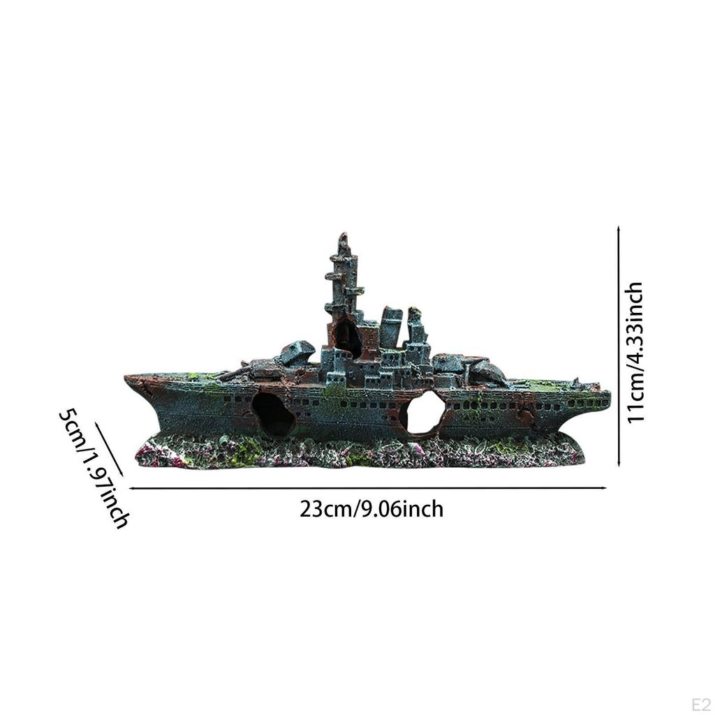 Aquarium Shipwreck Decoration Sunken Ship Decorative Resin Material Decor Hiding Cave