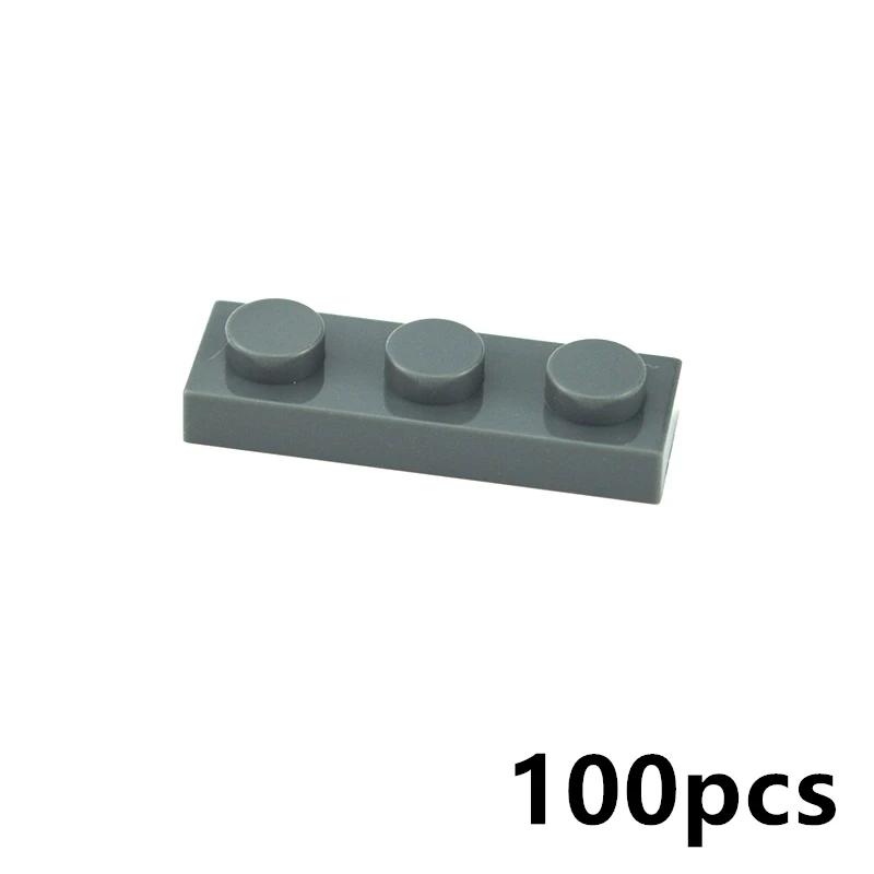 100Pcs MOC Thin Bricks Assembles Particles Plate 1 x 3 Dots Building Blocks Parts DIY Educational Gift Toys Compatible 3623