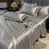 Blended Natural Mulberry Silk Bedding Set with Duvet Cover Bed Sheet Pillowcase High End Satin Single Double Queen King Bedsheet