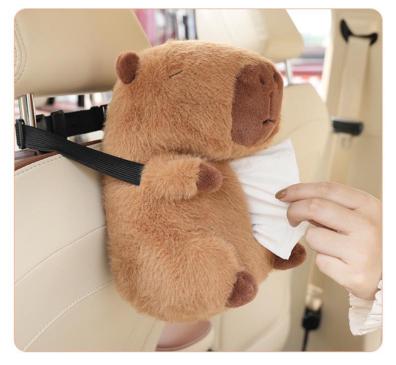 Capybara Plush Car Tissue Holder - Cute & Multifunctional