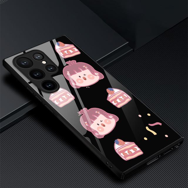

Чехол для телефона с милой девушкой для Samsung Galaxy S22 Plus Ultra, стеклянные чехлы с героями мультфильмов для Galaxy S20 Fe S21ultra S23plus S21, черный чехол For Samsung S23 Plus