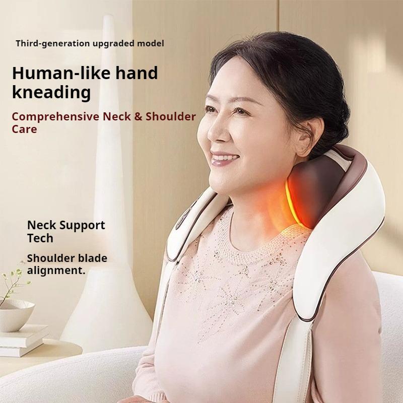 Maseur pentru coloana cervicală, maseur cu clip de frământare integrat pentru umeri și gât