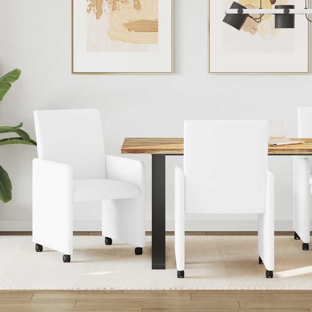Dining Room Chairs with Casters 2 pcs White 57 x 66 x 94 cm