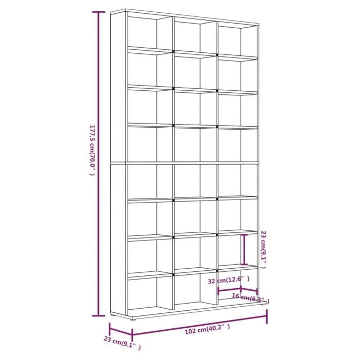 VidaXL Armoire à CD Chêne marron 102x23x177,5 cm Bois d'ingénierie 815092