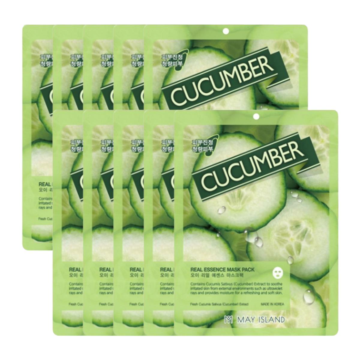 May Island Real Essence Mask Pack Cucumber Hydrating Refreshing Sheet Mask 25ml*10ea