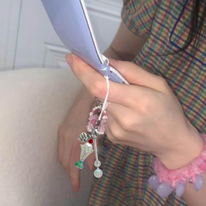 Entzückender Perlen-Schlüsselanhänger Niedlicher Schlüsselanhänger Einfaches Handy-Anti-Verlust-Lanyard Ornament Perfektes Geschenk für Freunde Familie Paare