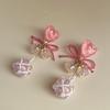 Sommer Pink Pfirsich Herz Kirsche Ohrringe Perlen Maiglöckchen Katzenaugen Perlenohrringe Süßes Temperament Ohrringe Eleganter Schmuck