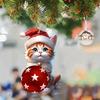 Christmas Creative Cat Car Pendant Car Acrylic Pendant Cute Cat 2D Flat Car Charm Cute Cat Car Acrylic Pendant Christmas Tree