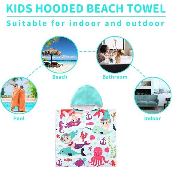 Cute Animal Hooded Beach Towel, Microfiber Bath Towels For Kids Toddler Infant Boy Girl, Animal Towels For Bath Pool Swim Swimwear Summer Beach