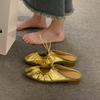 French retro silver baotou half slippers women's summer sandals 2025 gold soft flat bottom Muller soft bottom women's models
