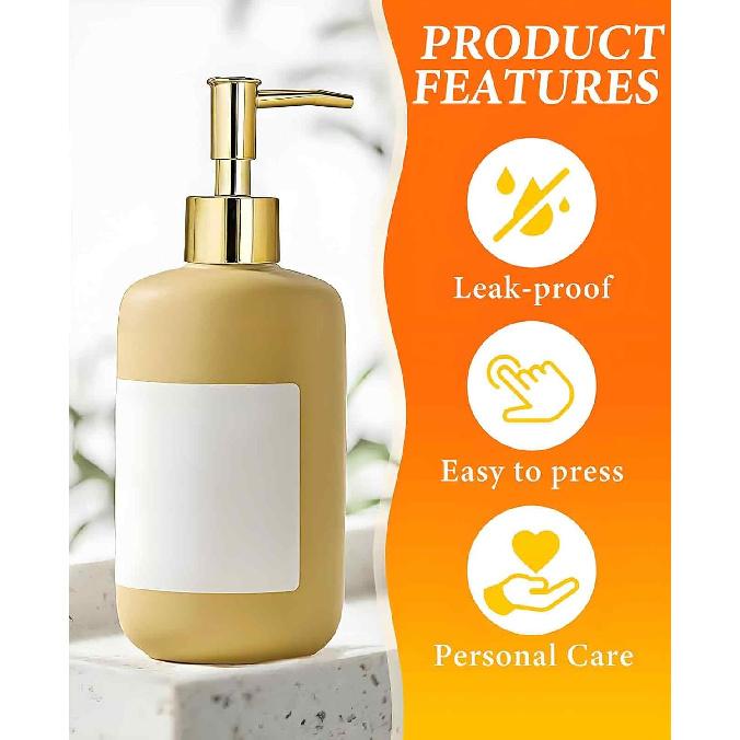 6 Pack Gold Soap Dispenser Pump, Top Replacement for Lotion & Regular Glass Bottles (Standard Diameter 28/400 Neck Size)