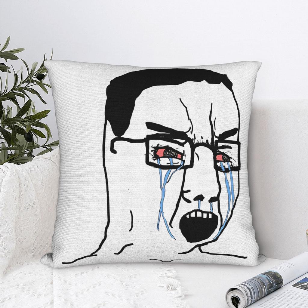 Chudjak Chud Sad and Angry Wojak Square Pillowcases Polyester Sofa Cushion Cover Cute Decor Pillow Cover 40*40