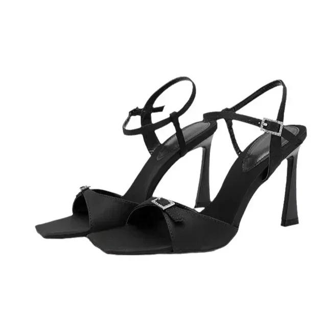 

Fashion Design Buckle Strap Modern Womens Sandals Fashion Summer High Heels Sexy Peep Toe Nightclub Stripper Shoes Wedding Shoes Bride 40 чёрный